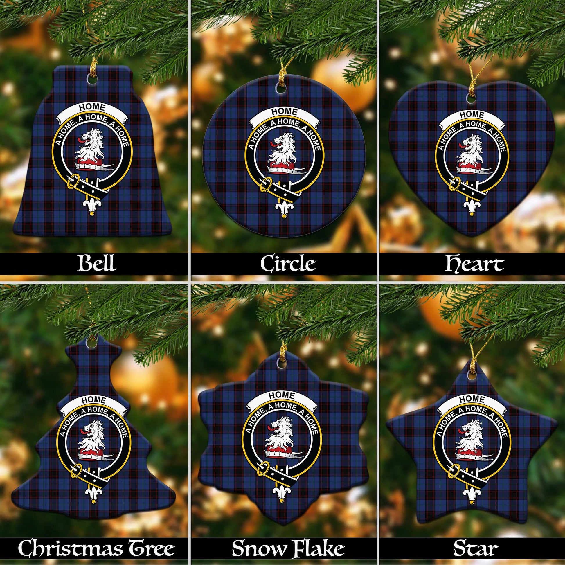 Home (Hume) Tartan Christmas Ornaments with Family Crest - Tartanvibesclothing
