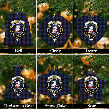 Home (Hume) Tartan Christmas Ceramic Ornaments with Family Crest