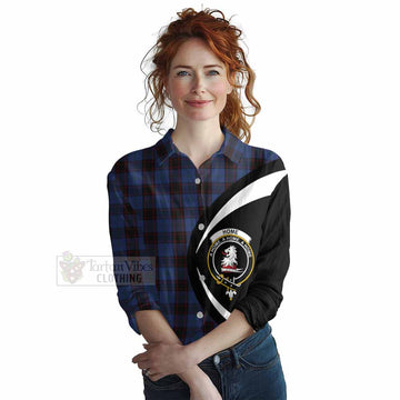 Tartan Vibes Clothing Home (Hume) Tartan Women's Casual Shirt with Family Crest Circle Style