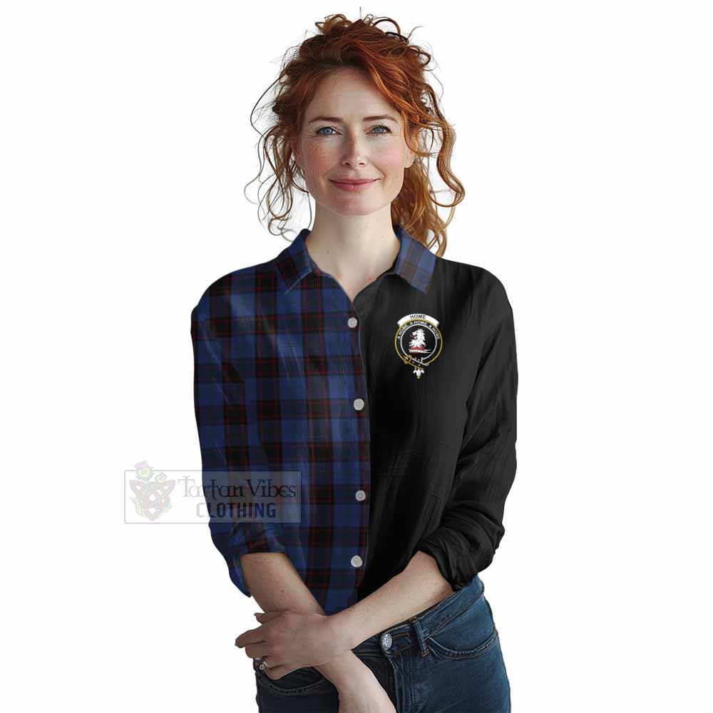 Tartan Vibes Clothing Home (Hume) Tartan Women's Casual Shirt with Family Crest and Half Of Me Style