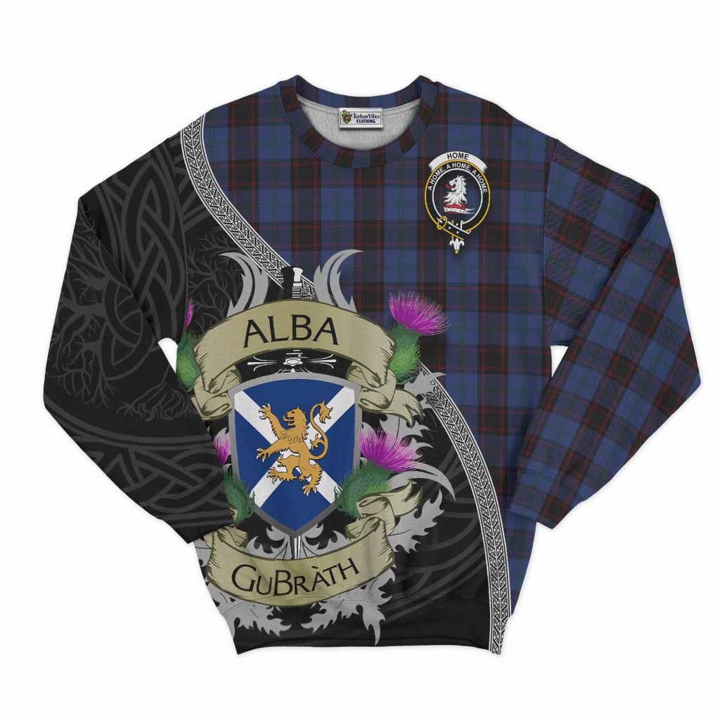 Tartan Vibes Clothing Home (Hume) Tartan Family Crest Sweatshirt Lion Rampant Royal Thistle Shield Celtic Inspired