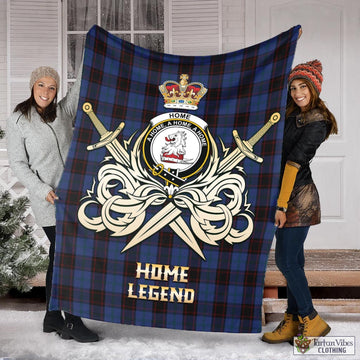 Home Tartan Blanket with Clan Crest and the Golden Sword of Courageous Legacy
