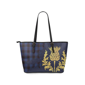 Home (Hume) Tartan Leather Tote Bag Gold Thistle Style