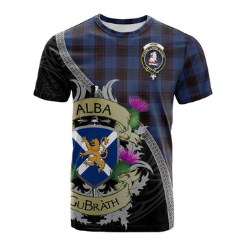 Tartan Vibes Clothing Home (Hume) Tartan Family Crest Cotton T-shirt Lion Rampant Royal Thistle Shield Celtic Inspired