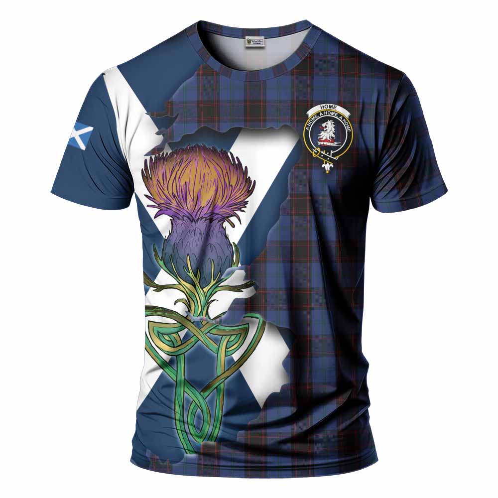 Tartan Vibes Clothing Home (Hume) Tartan Family Crest T-Shirt Scottish Thistle Celtic Inspired