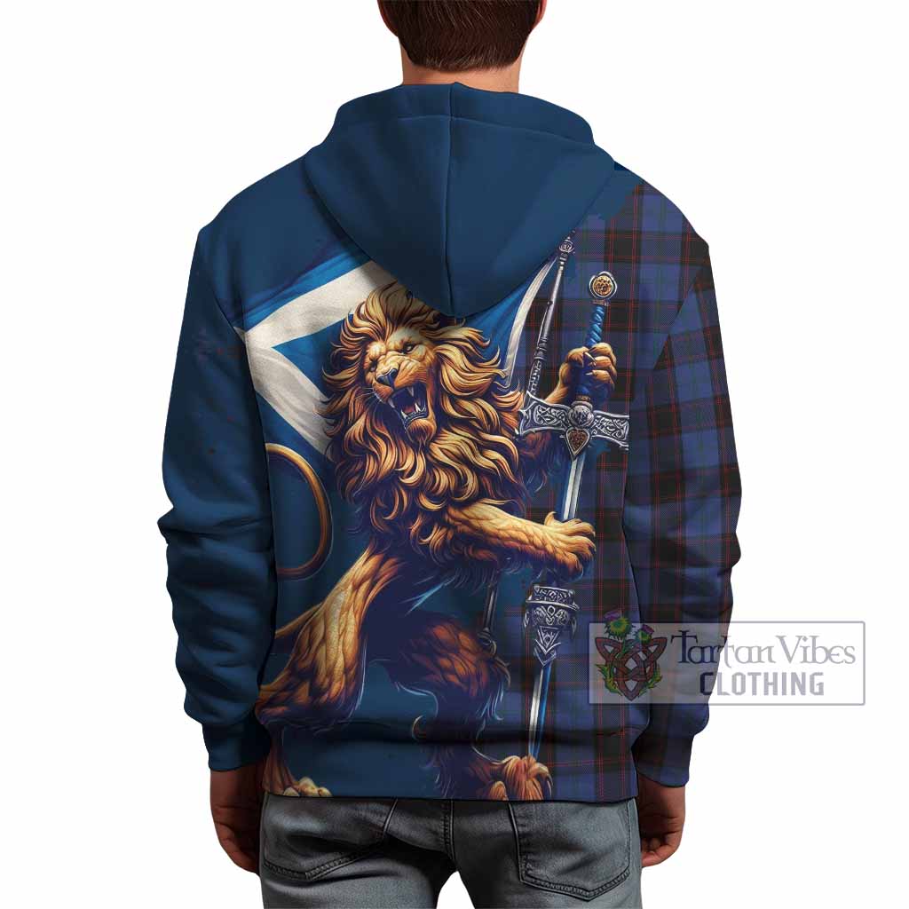 Home (Hume) Tartan Family Crest Hoodie with Scottish Majestic Lion