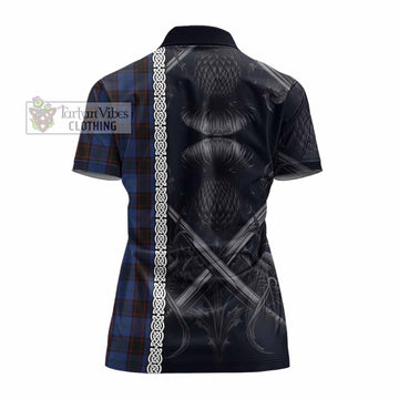 Tartan Vibes Clothing Home (Hume) Tartan Women's Polo Shirt with Family Crest Cross Sword Thistle Celtic Vibes