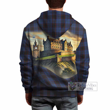 Tartan Vibes Clothing Home (Hume) Tartan Family Crest Hoodie with Scottish Ancient Castle Style