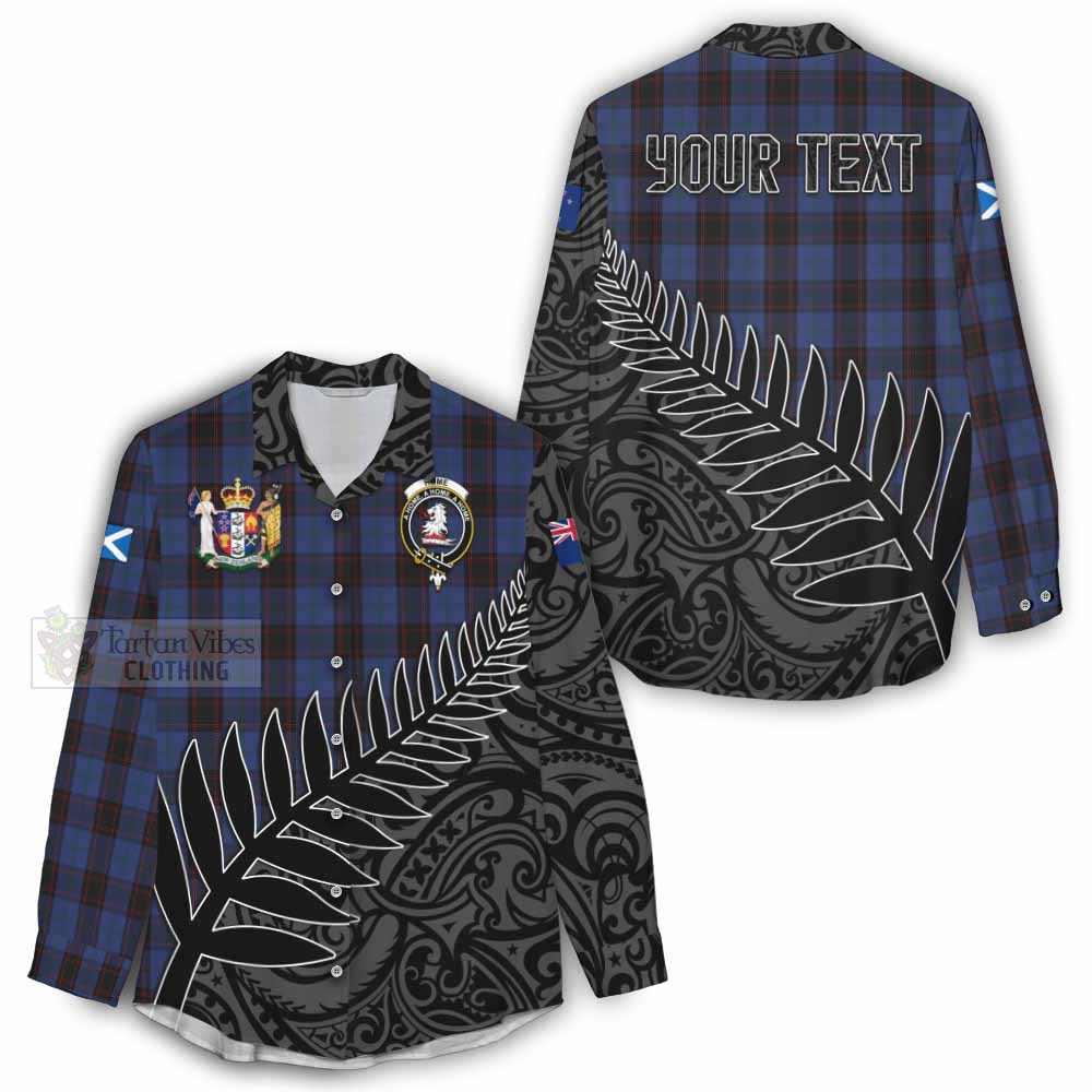 Tartan Vibes Clothing Home (Hume) Crest Tartan Women's Casual Shirt with New Zealand Silver Fern Half Style