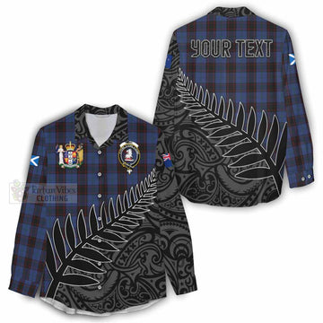 Tartan Vibes Clothing Home (Hume) Crest Tartan Women's Casual Shirt with New Zealand Silver Fern Half Style