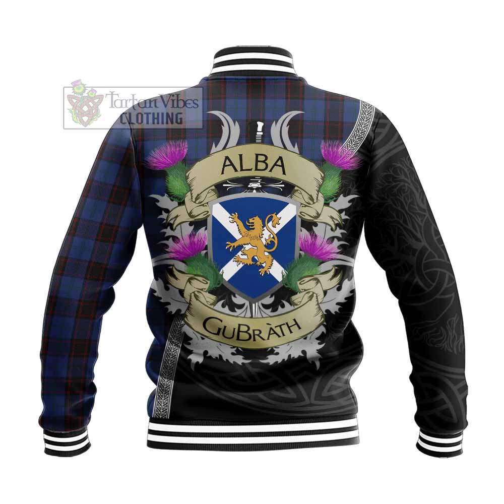Tartan Vibes Clothing Home (Hume) Tartan Family Crest Baseball Jacket Lion Rampant Royal Thistle Shield Celtic Inspired
