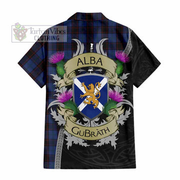 Tartan Vibes Clothing Home (Hume) Tartan Family Crest Short Sleeve Button Shirt Lion Rampant Royal Thistle Shield Celtic Inspired