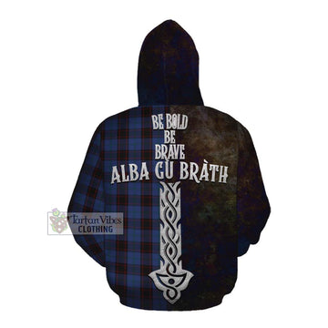 Home (Hume) Tartan Family Crest Cotton Hoodie Alba Gu Brath Be Brave Lion Ancient Style