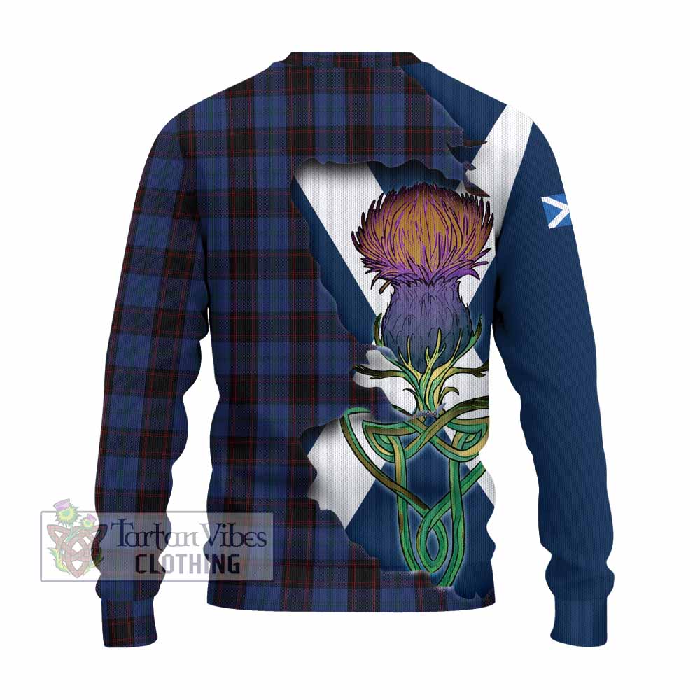 Tartan Vibes Clothing Home (Hume) Tartan Family Crest Knitted Sweater Scottish Thistle Celtic Inspired