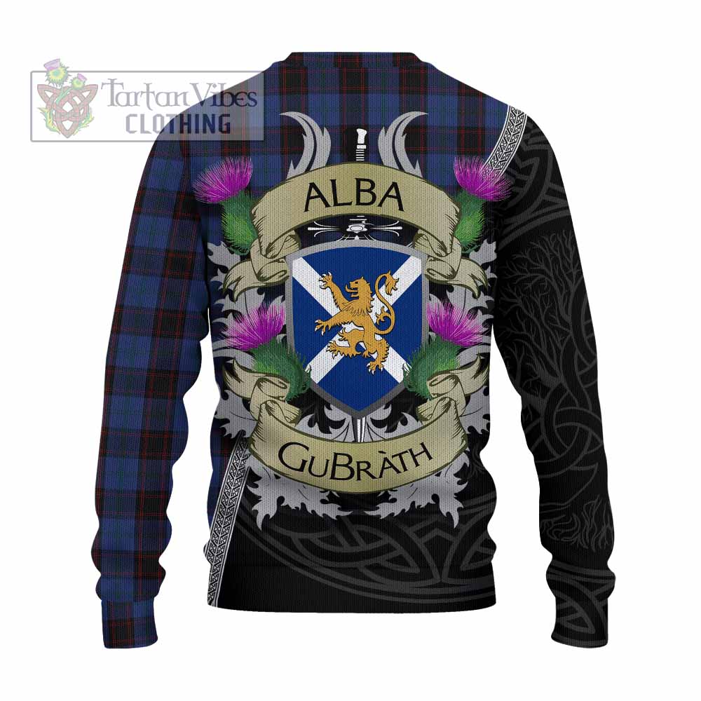 Tartan Vibes Clothing Home (Hume) Tartan Family Crest Knitted Sweater Lion Rampant Royal Thistle Shield Celtic Inspired