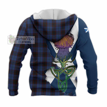 Tartan Vibes Clothing Home (Hume) Tartan Family Crest Knitted Hoodie Scottish Thistle Celtic Inspired