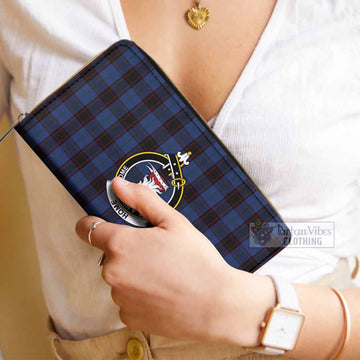 Home (Hume) Tartan Women's Leather Wallet with Family Crest