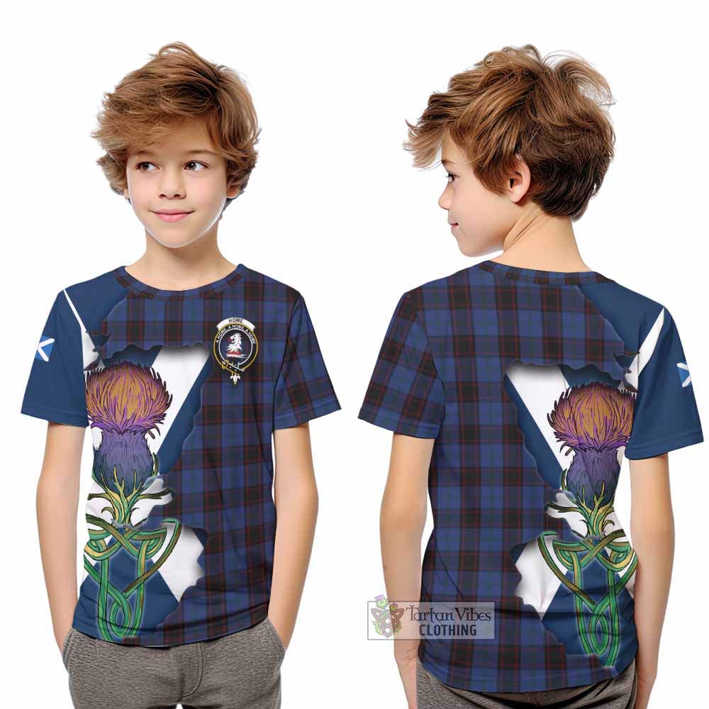 Tartan Vibes Clothing Home (Hume) Tartan Family Crest Kid T-Shirt Scottish Thistle Celtic Inspired