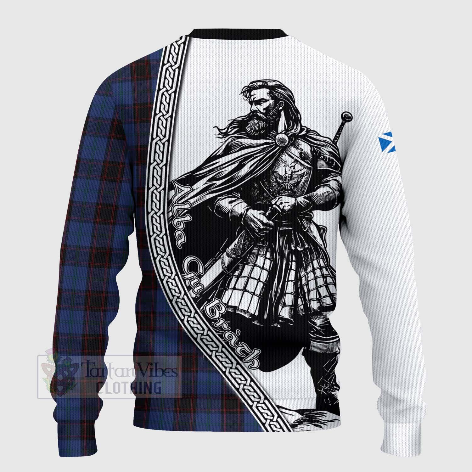 Tartan Vibes Clothing Home (Hume) Tartan Clan Crest Knitted Sweater with Highlander Warrior Celtic Style
