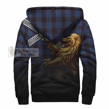 Home (Hume) Crest Tartan Sherpa Hoodie with Golden Lion Emblem Celtic Style