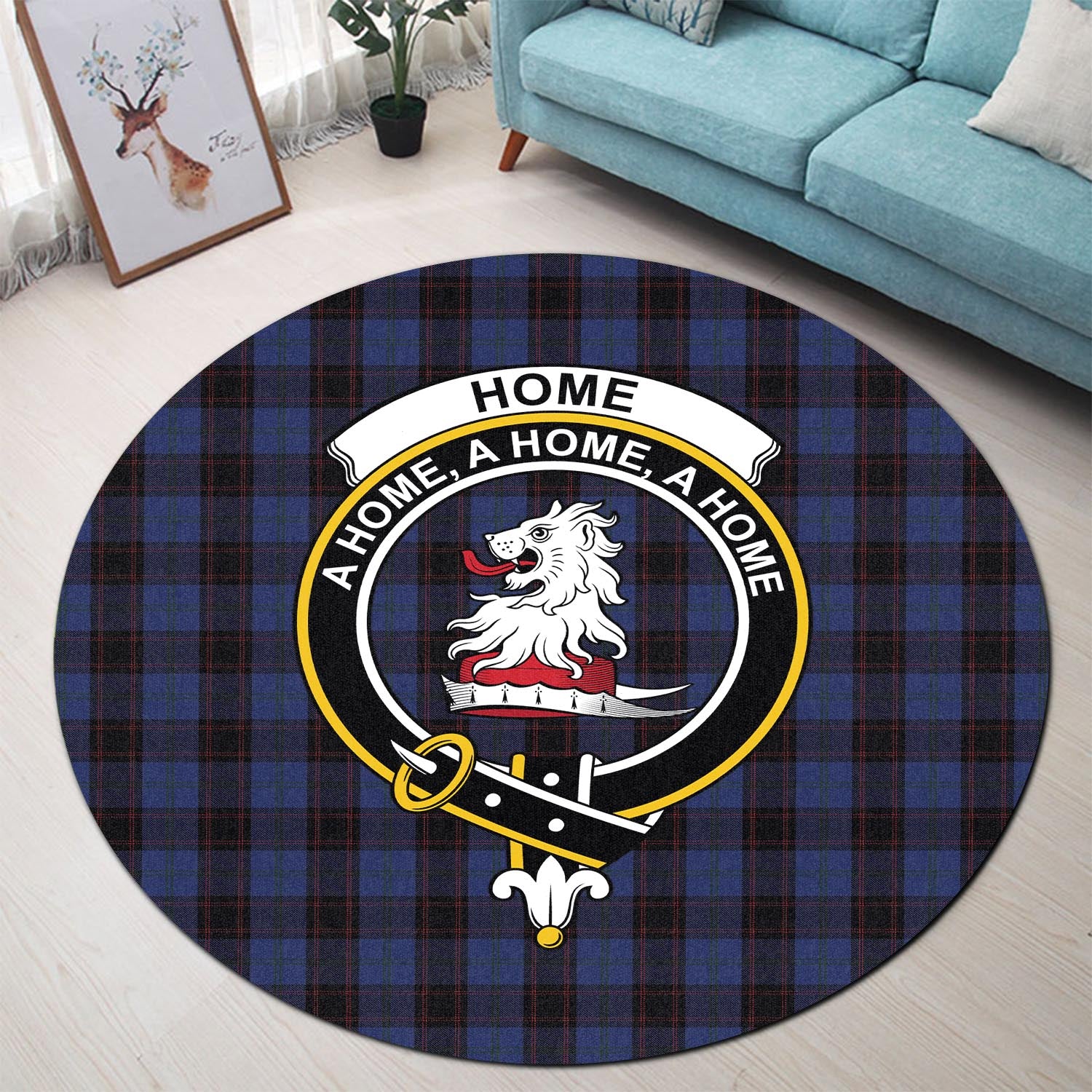 home-hume-tartan-round-rug-with-family-crest