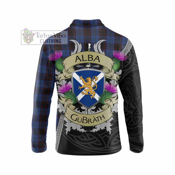 Tartan Vibes Clothing Home (Hume) Tartan Family Crest Long Sleeve Polo Shirt Lion Rampant Royal Thistle Shield Celtic Inspired