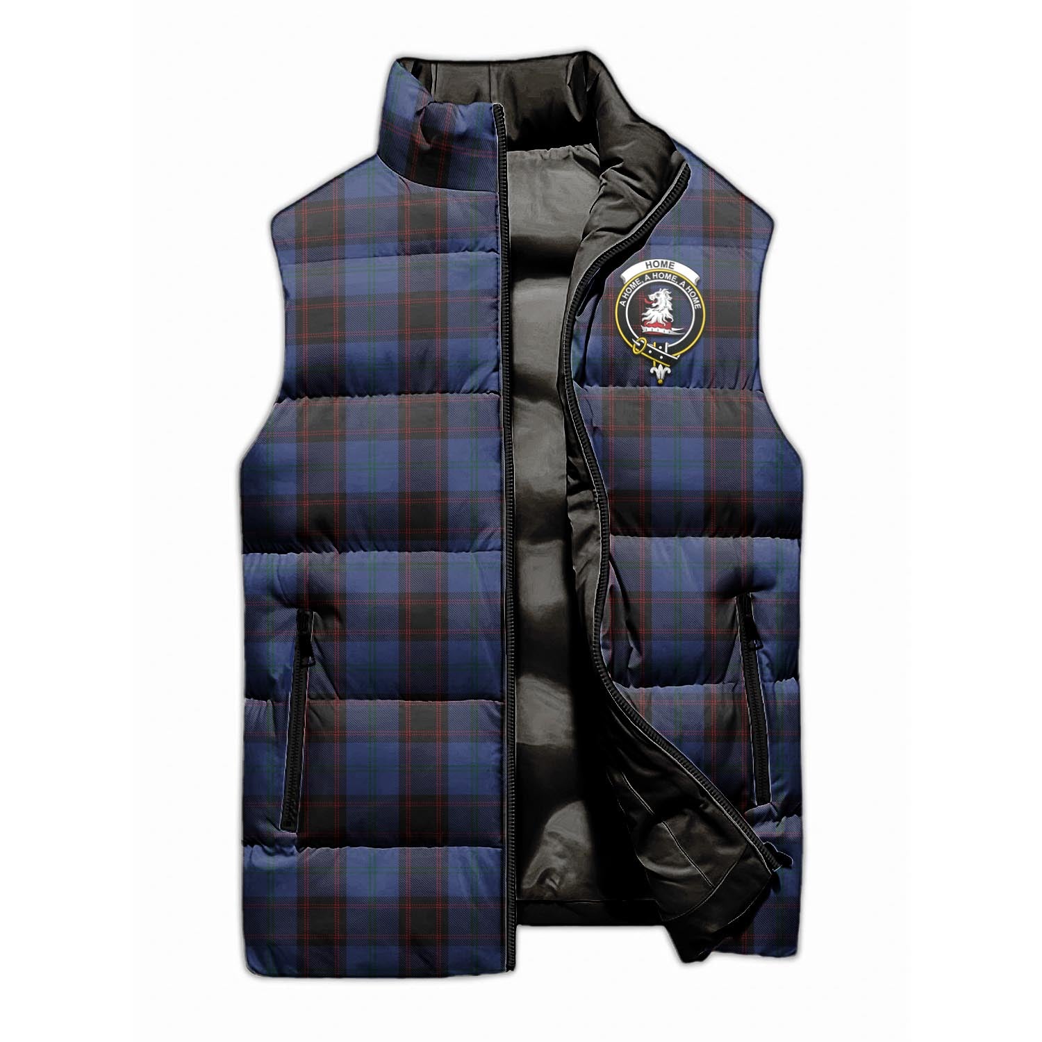 Home (Hume) Tartan Sleeveless Puffer Jacket with Family Crest - Tartanvibesclothing