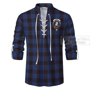 Tartan Vibes Clothing Home (Hume) Tartan Ghillie Kilt Shirt with Family Crest Celtic Skull Style