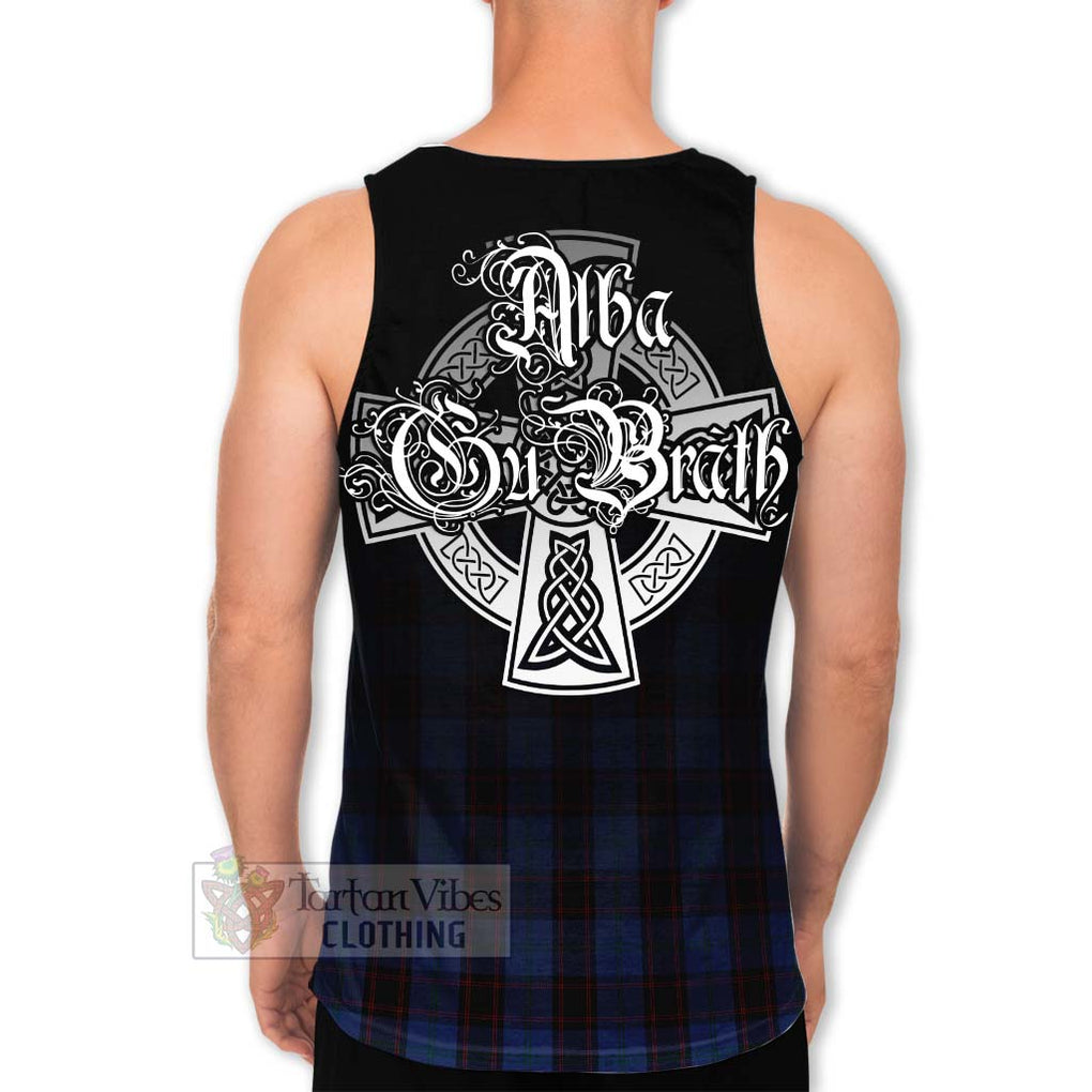 Tartan Vibes Clothing Home (Hume) Tartan Men's Tank Top Featuring Alba Gu Brath Family Crest Celtic Inspired