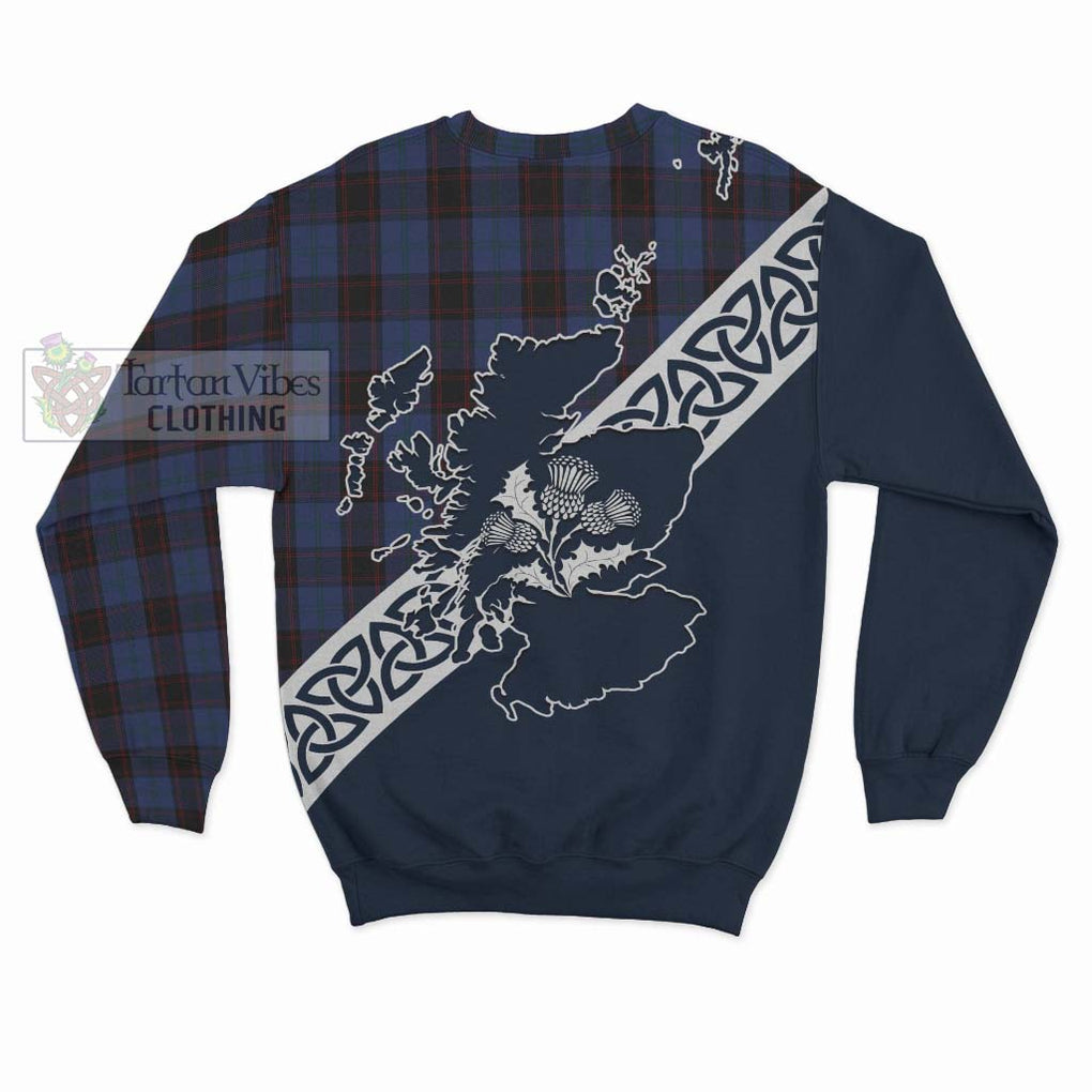 Tartan Vibes Clothing Home (Hume) Tartan Sweatshirt Featuring Thistle and Scotland Map
