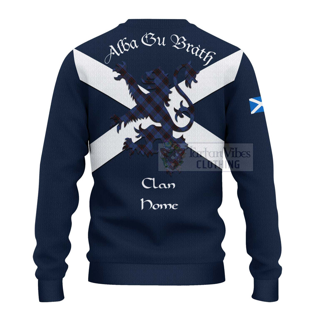 Tartan Vibes Clothing Home (Hume) Tartan Lion Rampant Knitted Sweater – Proudly Display Your Heritage with Alba Gu Brath and Clan Name