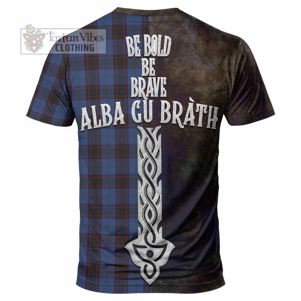 Tartan Vibes Clothing Home (Hume) Tartan Family Crest T-Shirt Alba Gu Brath Be Brave Lion Ancient Style