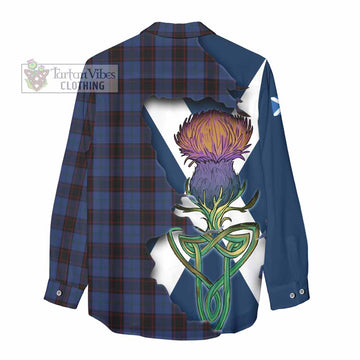 Tartan Vibes Clothing Home (Hume) Tartan Family Crest Women's Casual Shirt Scottish Thistle Celtic Inspired