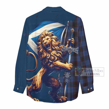 Tartan Vibes Clothing Home (Hume) Tartan Family Crest Women's Casual Shirt with Scottish Majestic Lion