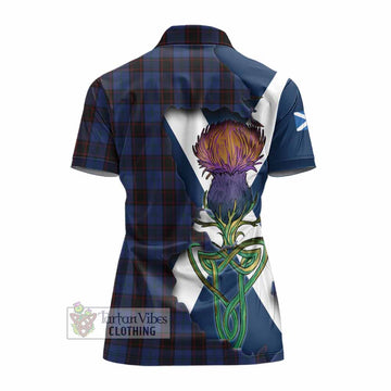 Home (Hume) Tartan Family Crest Women's Polo Shirt Scottish Thistle Celtic Inspired