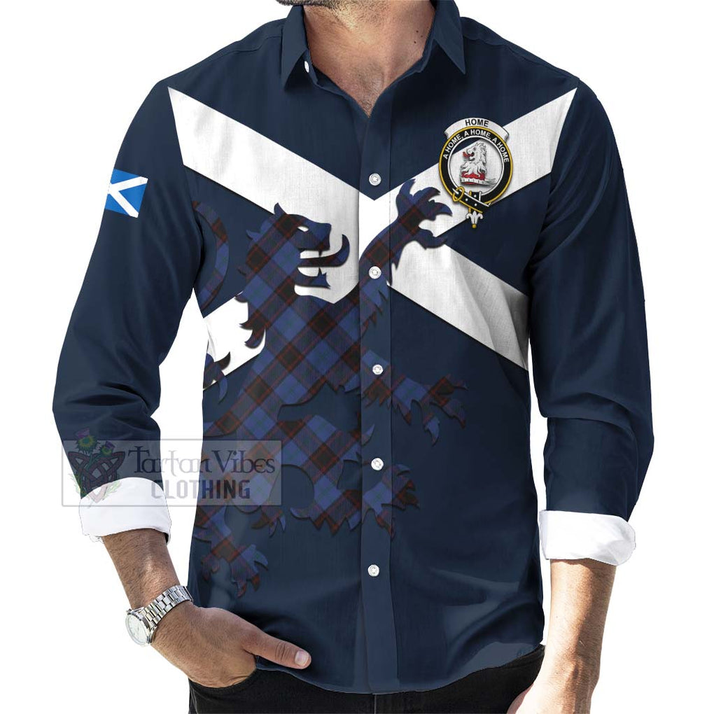 Tartan Vibes Clothing Home (Hume) Tartan Lion Rampant Long Sleeve Button Shirt – Proudly Display Your Heritage with Alba Gu Brath and Clan Name