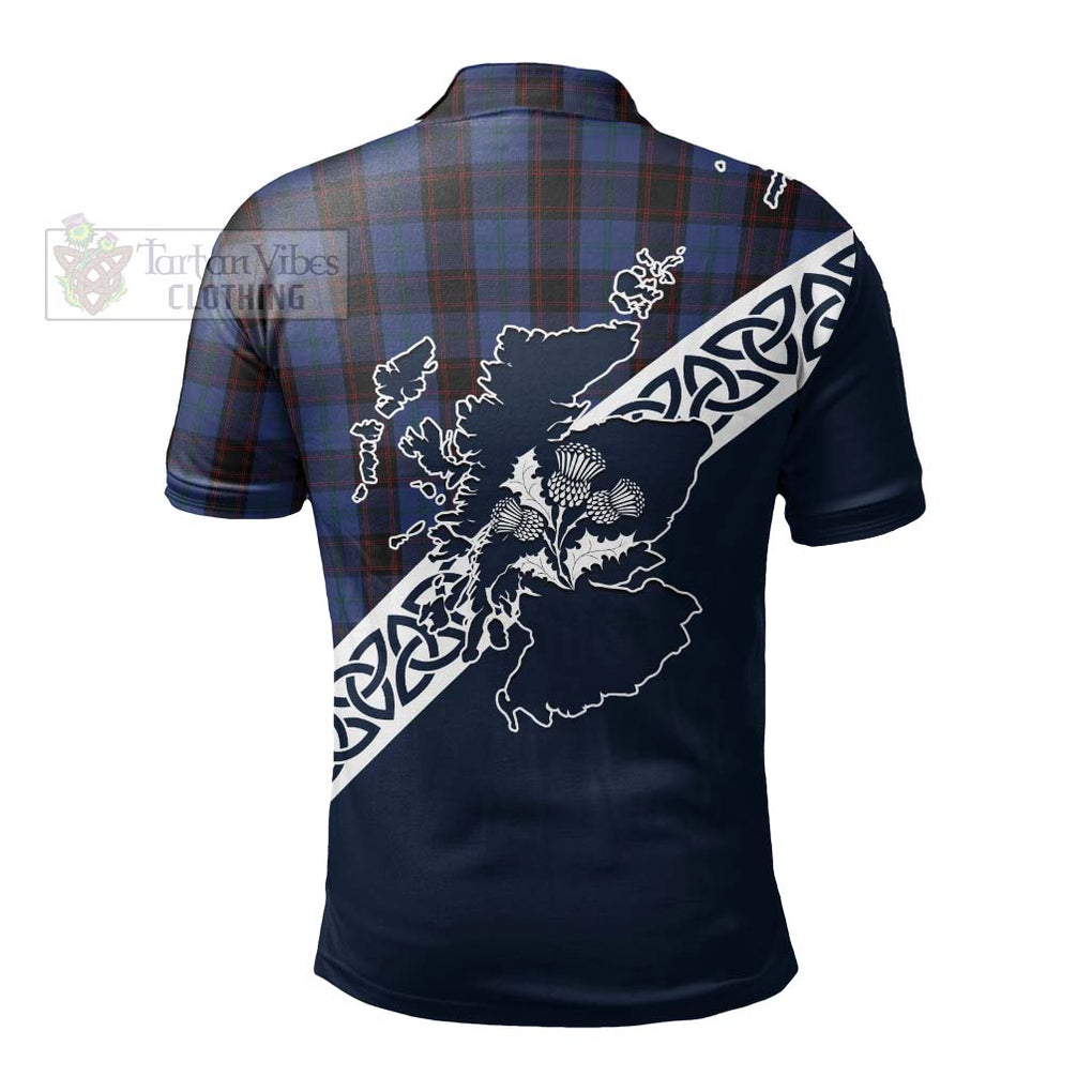 Home (Hume) Tartan Polo Shirt Featuring Thistle and Scotland Map