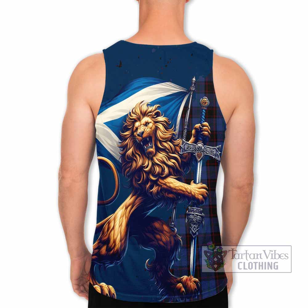 Tartan Vibes Clothing Home (Hume) Tartan Family Crest Men's Tank Top with Scottish Majestic Lion