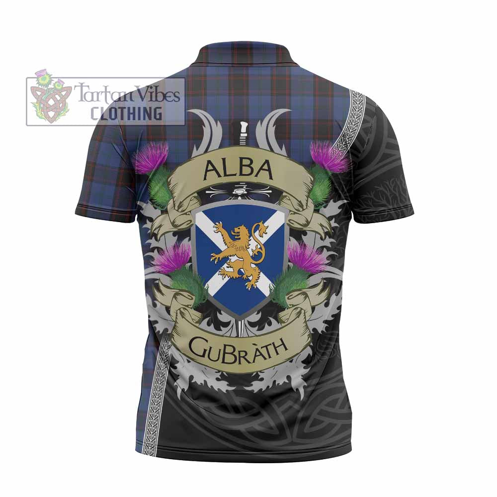Tartan Vibes Clothing Home (Hume) Tartan Family Crest Zipper Polo Shirt Lion Rampant Royal Thistle Shield Celtic Inspired