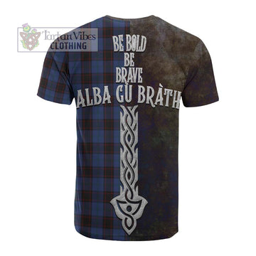 Home (Hume) Tartan Family Crest Cotton T-shirt Alba Gu Brath Be Brave Lion Ancient Style