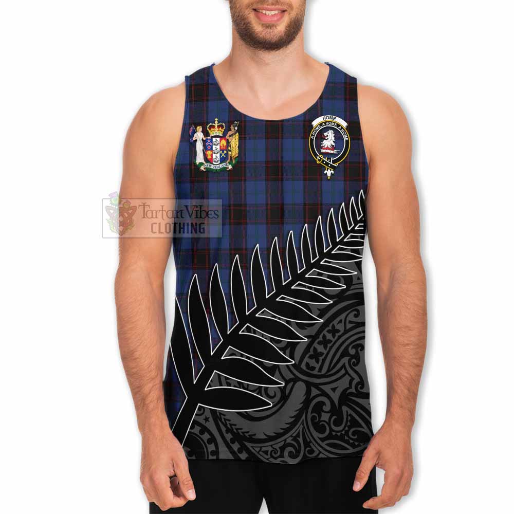 Tartan Vibes Clothing Home (Hume) Crest Tartan Men's Tank Top with New Zealand Silver Fern Half Style