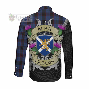 Home (Hume) Tartan Family Crest Long Sleeve Button Shirt Lion Rampant Royal Thistle Shield Celtic Inspired