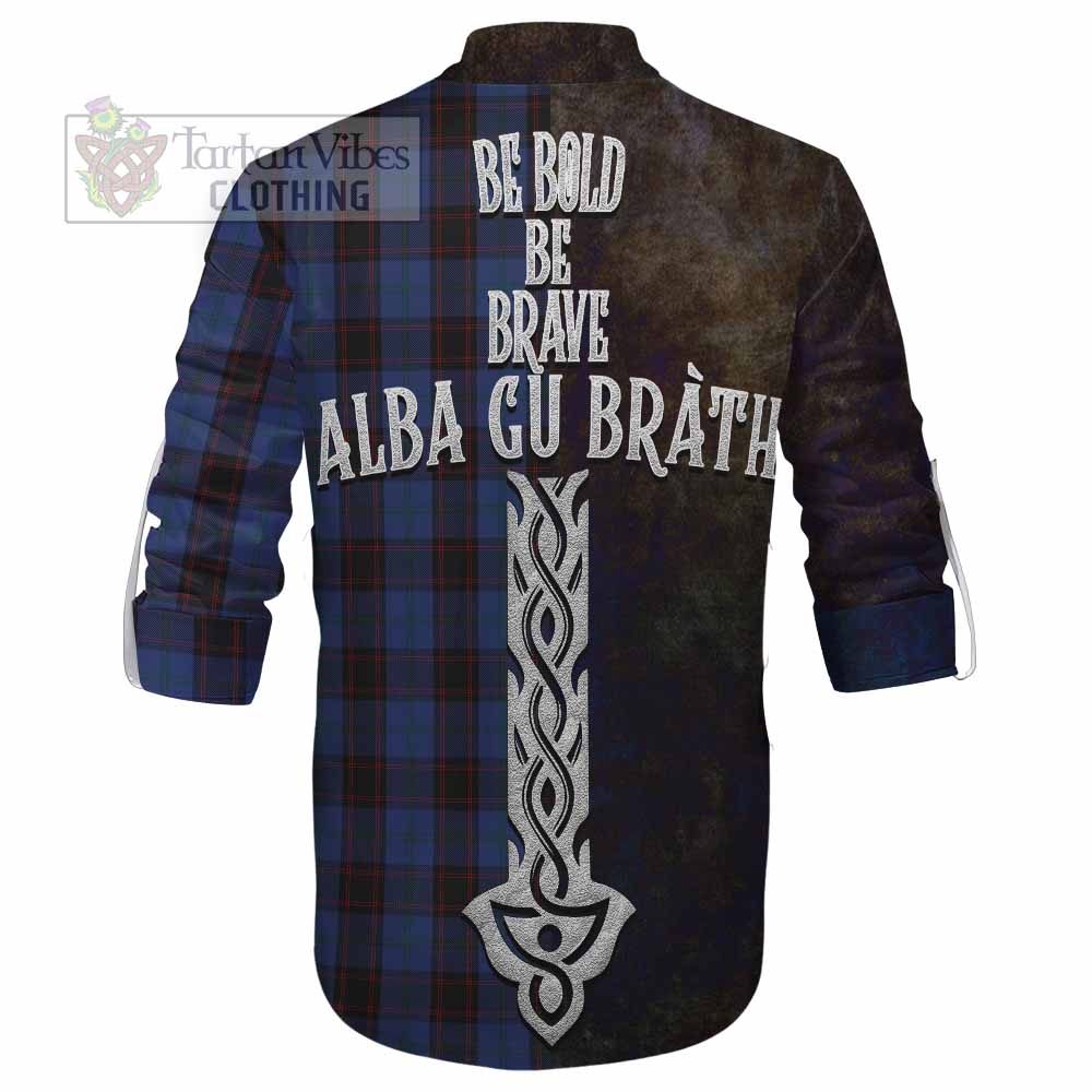 Tartan Vibes Clothing Home (Hume) Tartan Family Crest Ghillie Kilt Shirt Alba Gu Brath Be Brave Lion Ancient Style