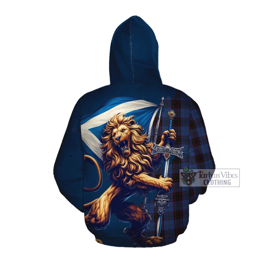 Tartan Vibes Clothing Home (Hume) Tartan Family Crest Cotton Hoodie with Scottish Majestic Lion