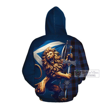 Tartan Vibes Clothing Home (Hume) Tartan Family Crest Cotton Hoodie with Scottish Majestic Lion