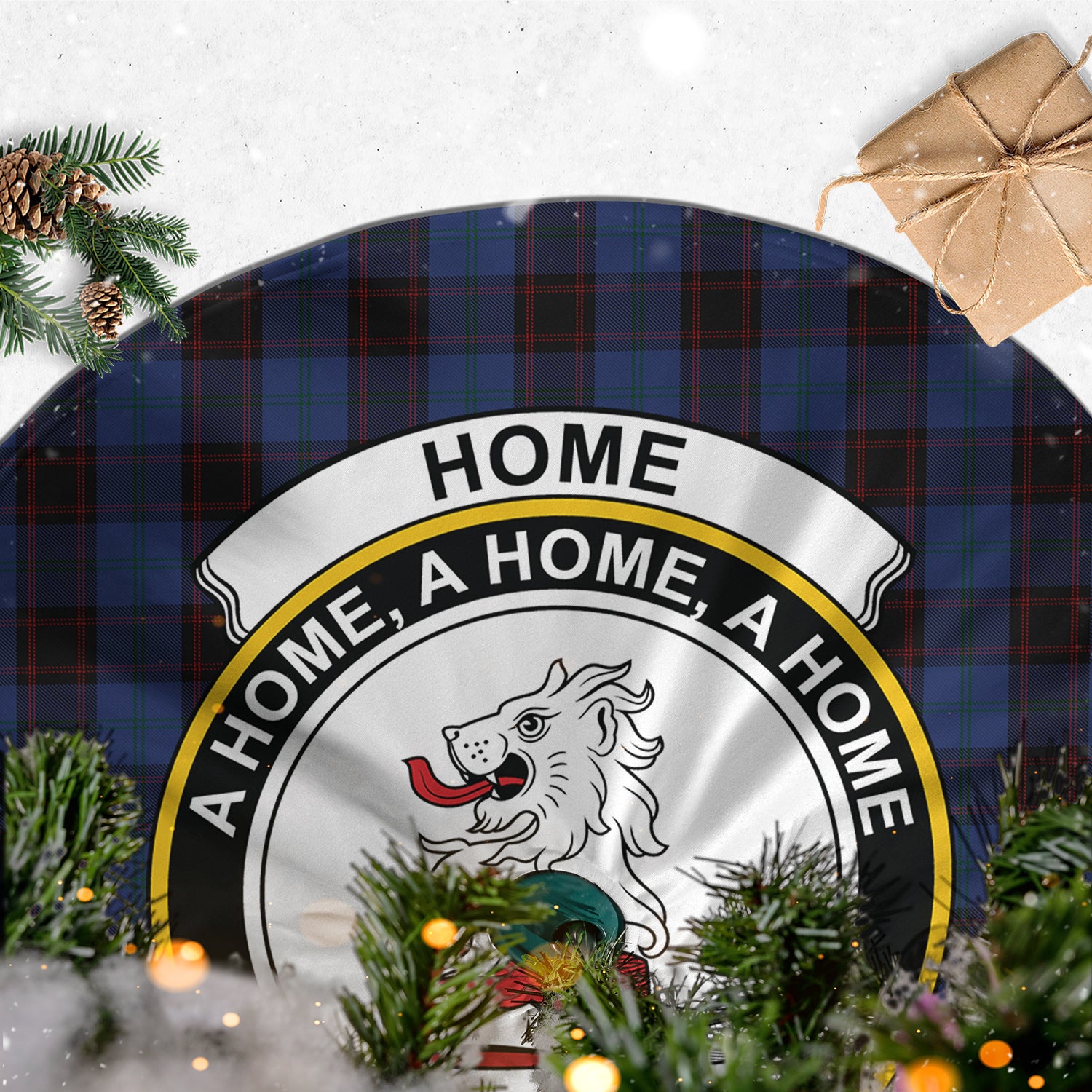 Home (Hume) Tartan Christmas Tree Skirt with Family Crest - Tartanvibesclothing