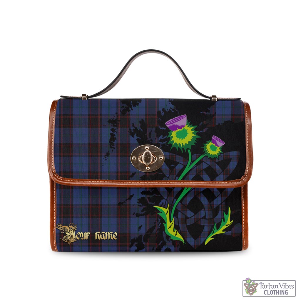 Tartan Vibes Clothing Home (Hume) Tartan Waterproof Canvas Bag with Scotland Map and Thistle Celtic Accents