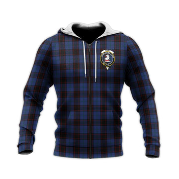Home Tartan Knitted Hoodie with Family Crest