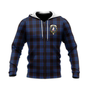 Home (Hume) Tartan Knitted Hoodie with Family Crest