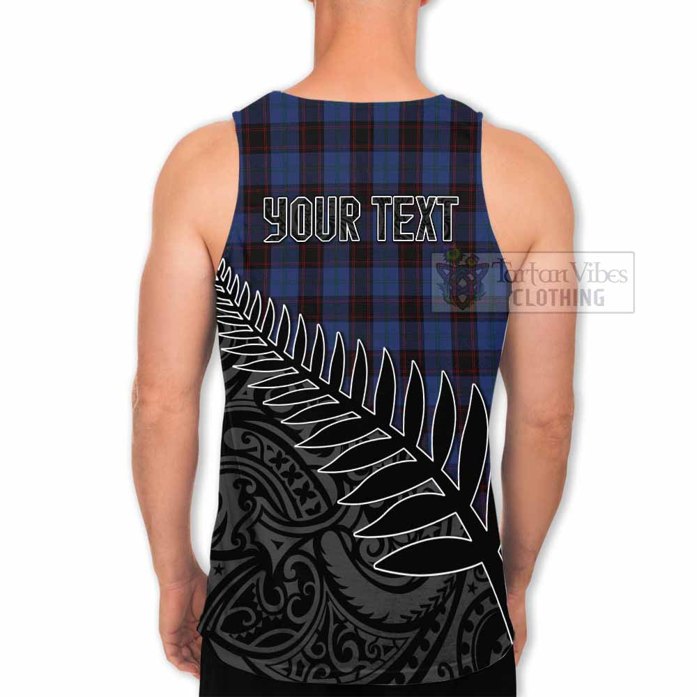 Tartan Vibes Clothing Home (Hume) Crest Tartan Men's Tank Top with New Zealand Silver Fern Half Style